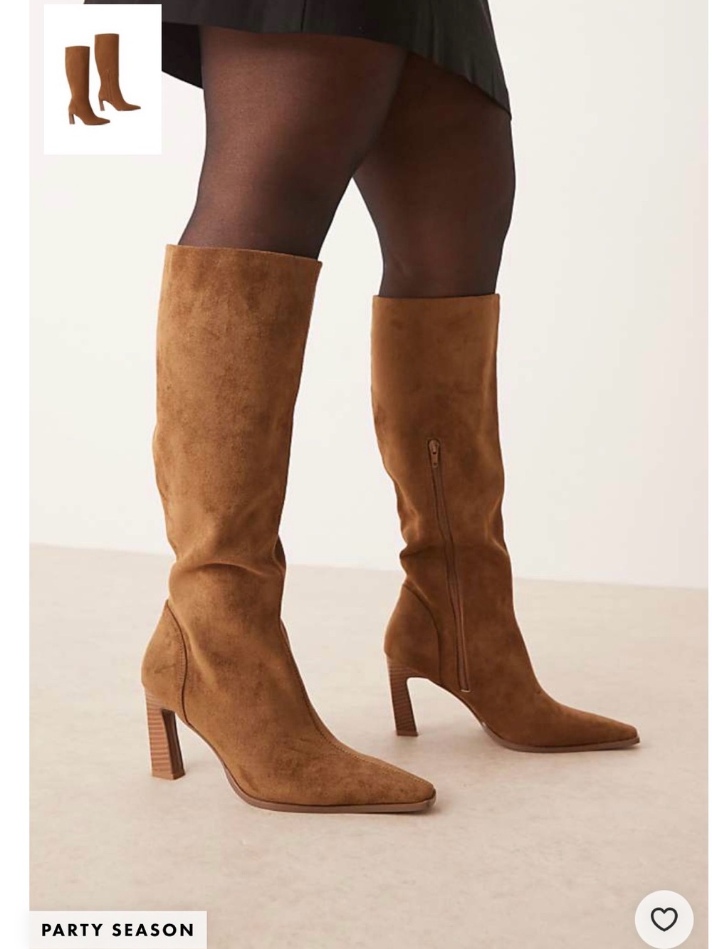 ASOS Suede Knee-High Pointed-Toe Heeled Boots - Tan